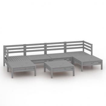 7-tlg. Garten-Lounge-Set Grau Massivholz Kiefer