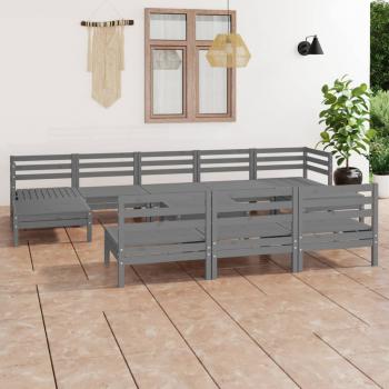 ARDEBO.de - 11-tlg. Garten-Lounge-Set Grau Massivholz Kiefer