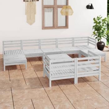 ARDEBO.de - 10-tlg. Garten-Lounge-Set Weiß Massivholz Kiefer