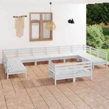 ARDEBO.de - 12-tlg. Garten-Lounge-Set Weiß Massivholz Kiefer