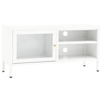 TV-Schrank Weiß 90x30x44 cm Stahl und Glas