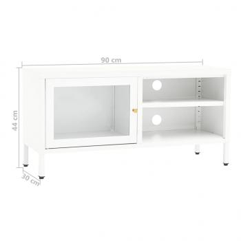 TV-Schrank Weiß 90x30x44 cm Stahl und Glas