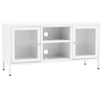 TV-Schrank Weiß 105x35x52 cm Stahl und Glas