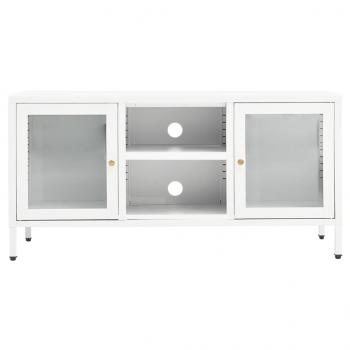 TV-Schrank Weiß 105x35x52 cm Stahl und Glas