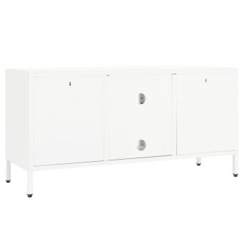 TV-Schrank Weiß 105x35x52 cm Stahl und Glas