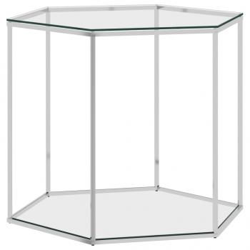 ARDEBO.de - Couchtisch Silbern 60x53x50 cm Edelstahl und Glas