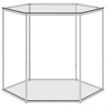 Couchtisch Silbern 60x53x50 cm Edelstahl und Glas