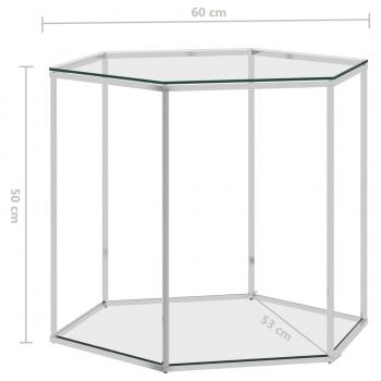 Couchtisch Silbern 60x53x50 cm Edelstahl und Glas