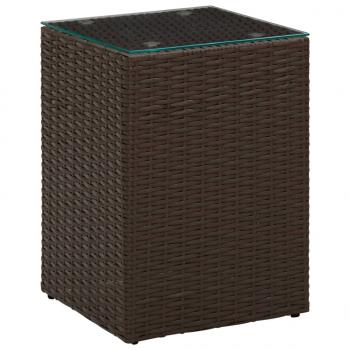 Beistelltische 3 Stk. mit Glasplatten Braun Poly Rattan