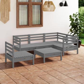 ARDEBO.de - 6-tlg. Garten-Lounge-Set Massivholz Kiefer Grau