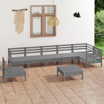 ARDEBO.de - 8-tlg. Garten-Lounge-Set Massivholz Kiefer Grau