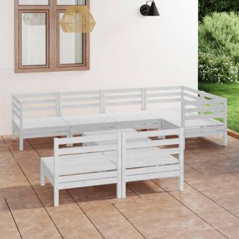 ARDEBO.de - 8-tlg. Garten-Lounge-Set Massivholz Kiefer Weiß