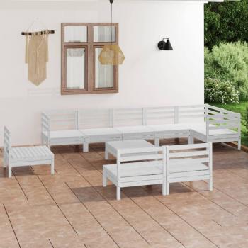 ARDEBO.de - 10-tlg. Garten-Lounge-Set Massivholz Kiefer Weiß