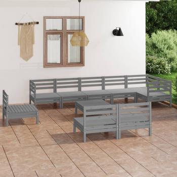 ARDEBO.de - 10-tlg. Garten-Lounge-Set Massivholz Kiefer Grau