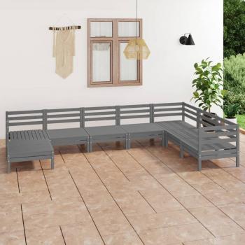 ARDEBO.de - 8-tlg. Garten-Lounge-Set Massivholz Kiefer Grau