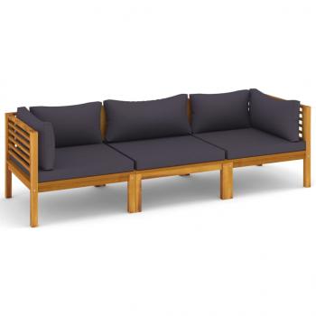 3-Sitzer-Gartensofa mit Auflage Akazie Massivholz