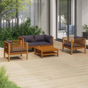 ARDEBO.de - 5-tlg. Garten-Lounge-Set mit Auflage Massivholz Akazie