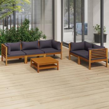 ARDEBO.de - 6-tlg. Garten-Lounge-Set mit Auflage Massivholz Akazie