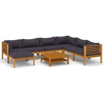 8-tlg. Garten-Lounge-Set mit Auflage Massivholz Akazie