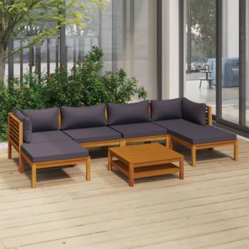 ARDEBO.de - 7-tlg. Garten-Lounge-Set mit Auflage Massivholz Akazie