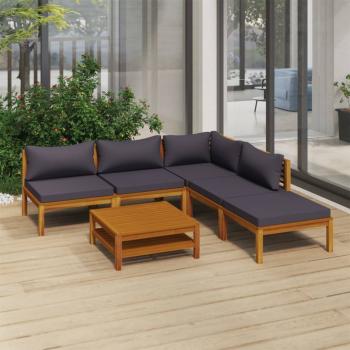 ARDEBO.de - 6-tlg. Garten-Lounge-Set mit Auflage Massivholz Akazie