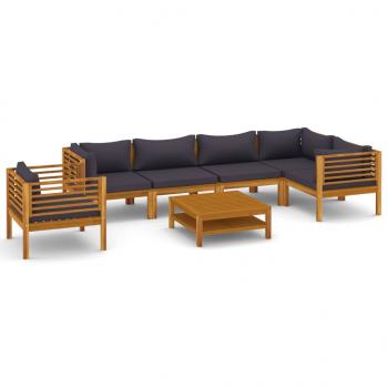 7-tlg. Garten-Lounge-Set mit Auflage Massivholz Akazie