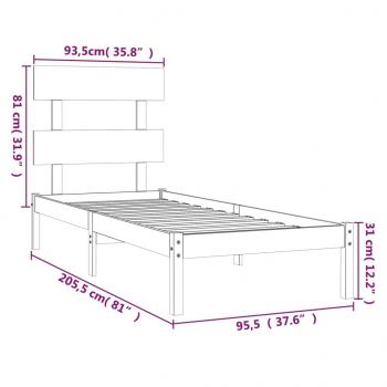 Massivholzbett 90x200 cm