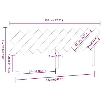 Bett-Kopfteil Honigbraun 196x3x80,5 cm Massivholz Kiefer