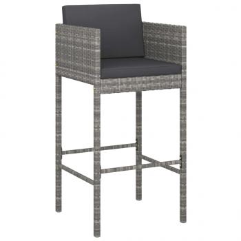 Barhocker 2 Stk. mit Kissen Grau Poly Rattan 