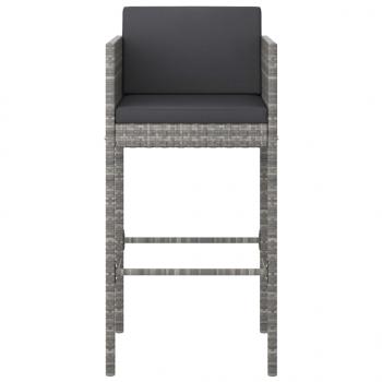 Barhocker 2 Stk. mit Kissen Grau Poly Rattan 