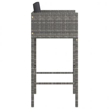 Barhocker 2 Stk. mit Kissen Grau Poly Rattan 