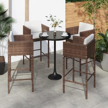 ARDEBO.de - Barhocker 4 Stk. mit Kissen Braun Poly Rattan