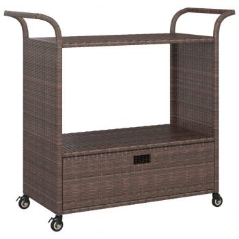 Barwagen mit Schublade Braun 100x45x97 cm Poly Rattan  