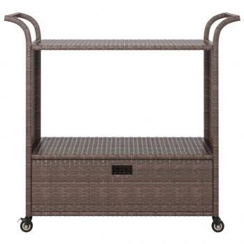 Barwagen mit Schublade Braun 100x45x97 cm Poly Rattan  