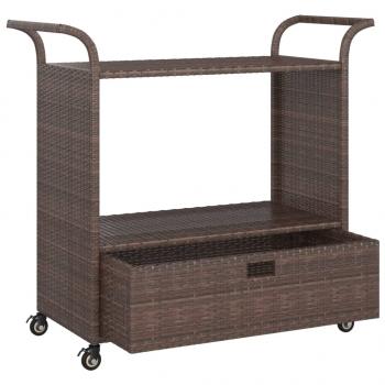 Barwagen mit Schublade Braun 100x45x97 cm Poly Rattan  