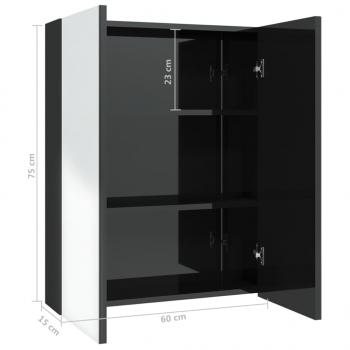 Bad-Spiegelschrank 60x15x75 cm MDF Glänzendes Schwarz