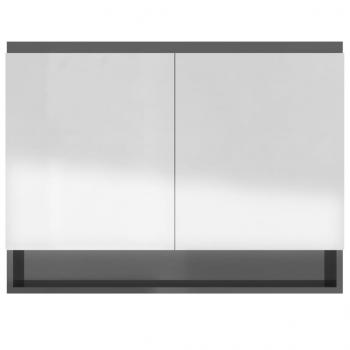 Spiegelschrank fürs Bad 80x15x60 cm MDF Glänzend Grau