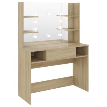 Schminktisch mit LED-Beleuchtung 100x40x135 cm MDF Eiche-Optik