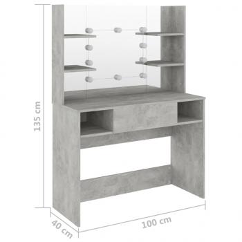 Schminktisch mit LED-Beleuchtung 100x40x135 cm MDF Betongrau