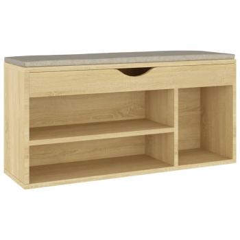 Schuhbank mit Kissen Sonoma-Eiche 104x30x49 cm Holzwerkstoff