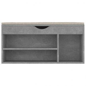 Schuhbank mit Kissen Betongrau 104x30x49 cm Holzwerkstoff