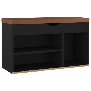 Schuhbank mit Kissen Schwarz 80x30x47 cm Holzwerkstoff