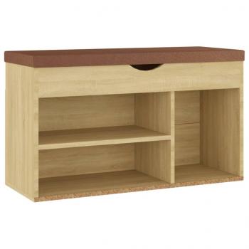 Schuhbank mit Kissen Sonoma-Eiche 80x30x47 cm Holzwerkstoff