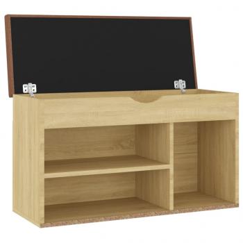 Schuhbank mit Kissen Sonoma-Eiche 80x30x47 cm Holzwerkstoff