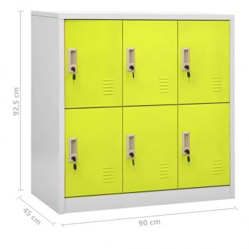 Schließfachschrank Hellgrau und Grün 90x45x92,5 cm Stahl