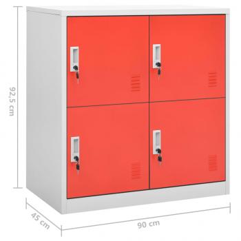 Schließfachschrank Hellgrau und Rot 90x45x92,5 cm Stahl