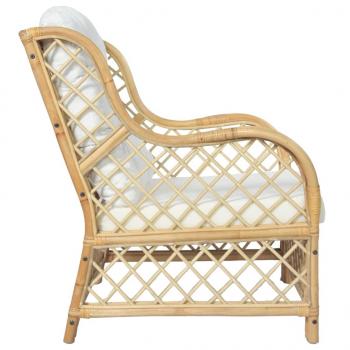 Sessel mit Kissen Natürliches Rattan und Leinen