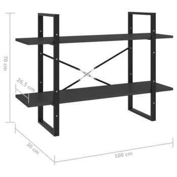 Bücherregal 2 Fächer Grau 100x30x70 cm Holzwerkstoff