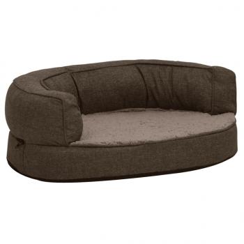 Hundematratze Ergonomisch 60x42cm Leinenoptik Fleece Braun