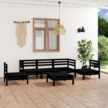 ARDEBO.de - 6-tlg. Garten-Lounge-Set Schwarz Massivholz Kiefer